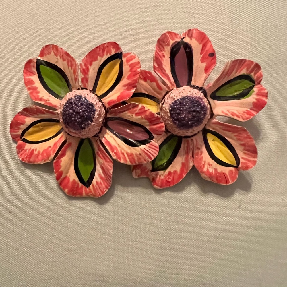 Statement Flower clip on Earrings
